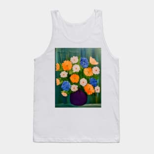 Bright bunch of flowers together in a metallic turquoise vase Tank Top
